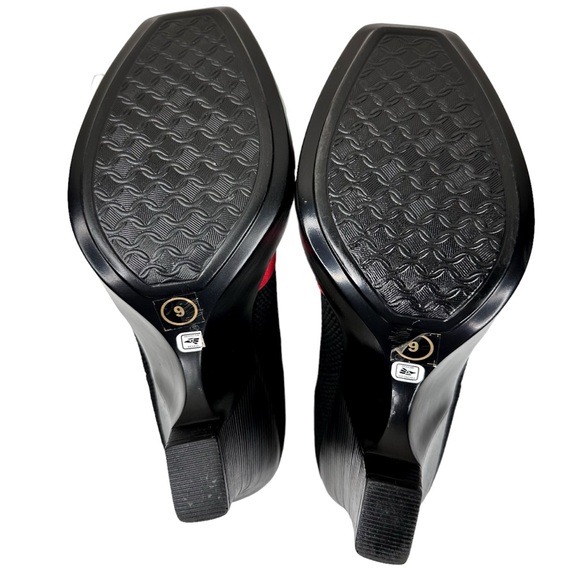 NWT Charleston Shoe Co. Wedge Heel Shoes Black Red Knit SZ 9 - Picture 9 of 12